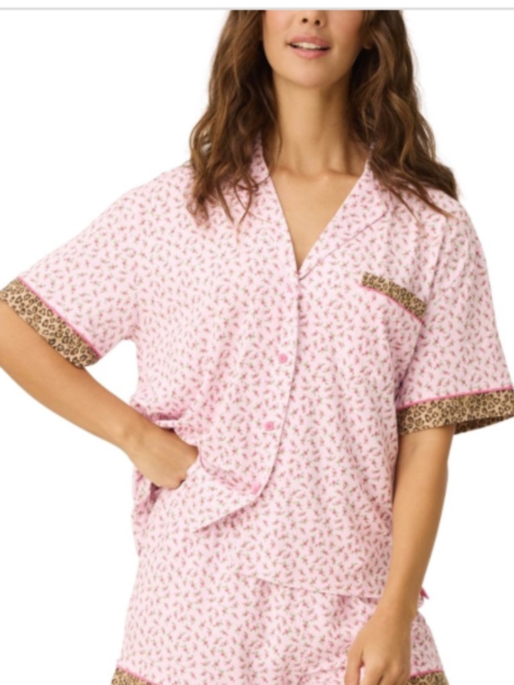 Pj Salvage Contrast Trim Floral Pajama top